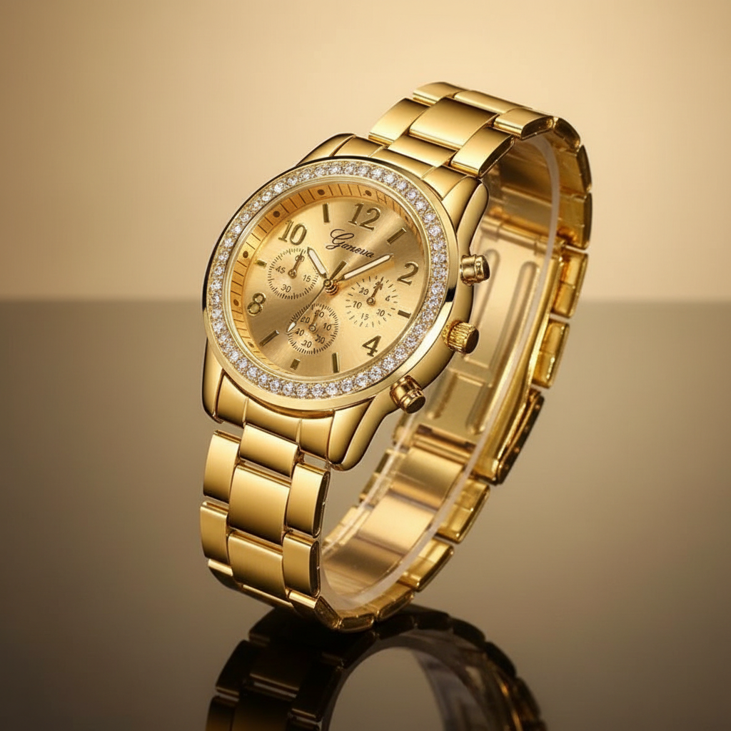 Radiant Timepiece: The Aurora Glamour Rhinestone Women's Watch