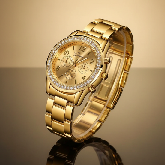 Radiant Timepiece: The Aurora Glamour Rhinestone Women's Watch
