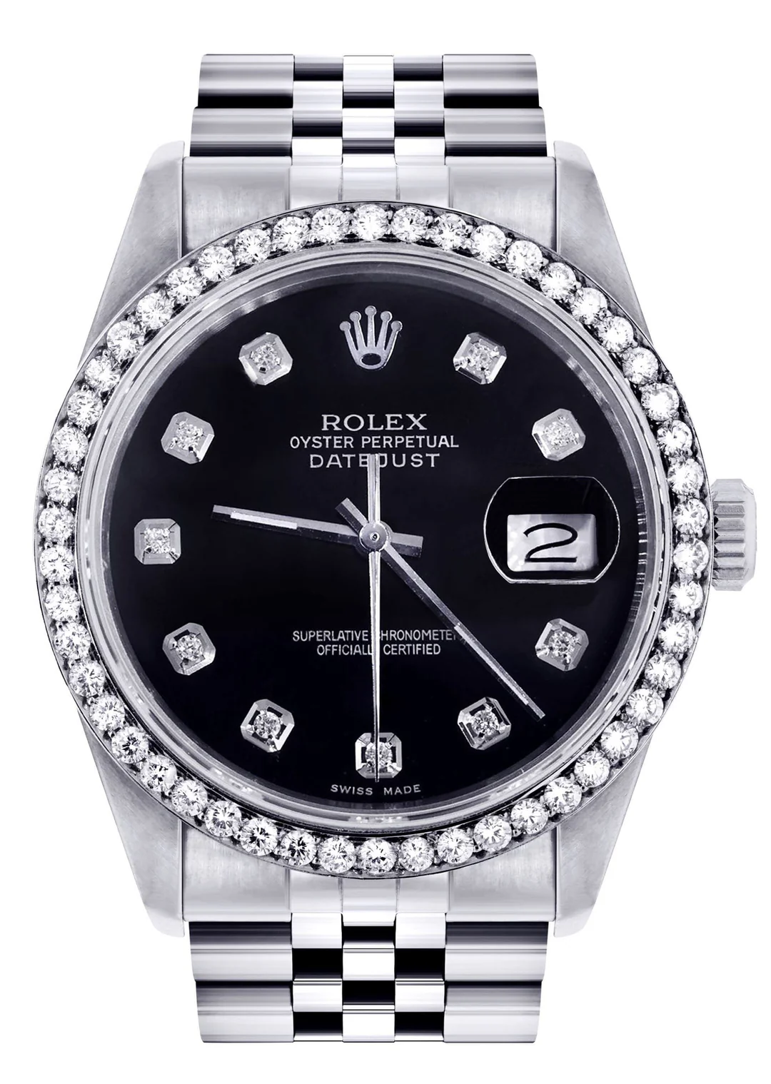 Mens Rolex Datejust Watch 16200 | 36Mm | Black Dial | Jubilee Band