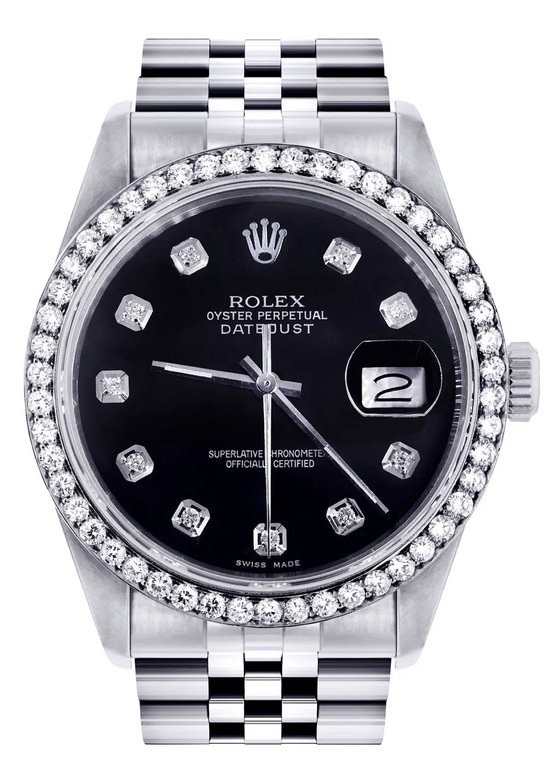 Mens Rolex Datejust Watch 16200 | 36Mm | Black Dial | Jubilee Band